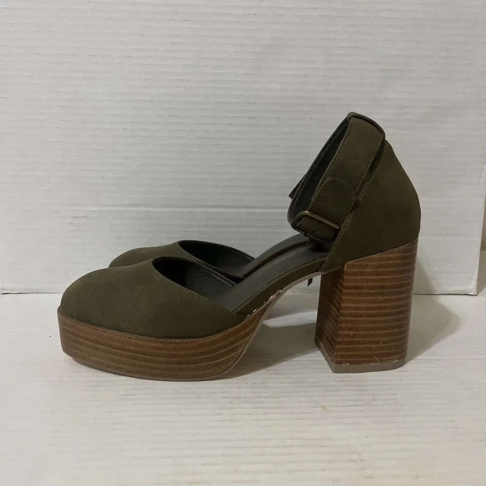 House of Harlow Revolve Tanner Mary Jean Block Heel platform Size 8.5 green - Picture 5 of 9